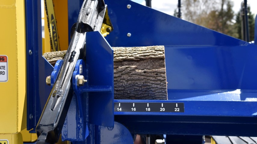 Firewood Processor with a Log Measure Scale